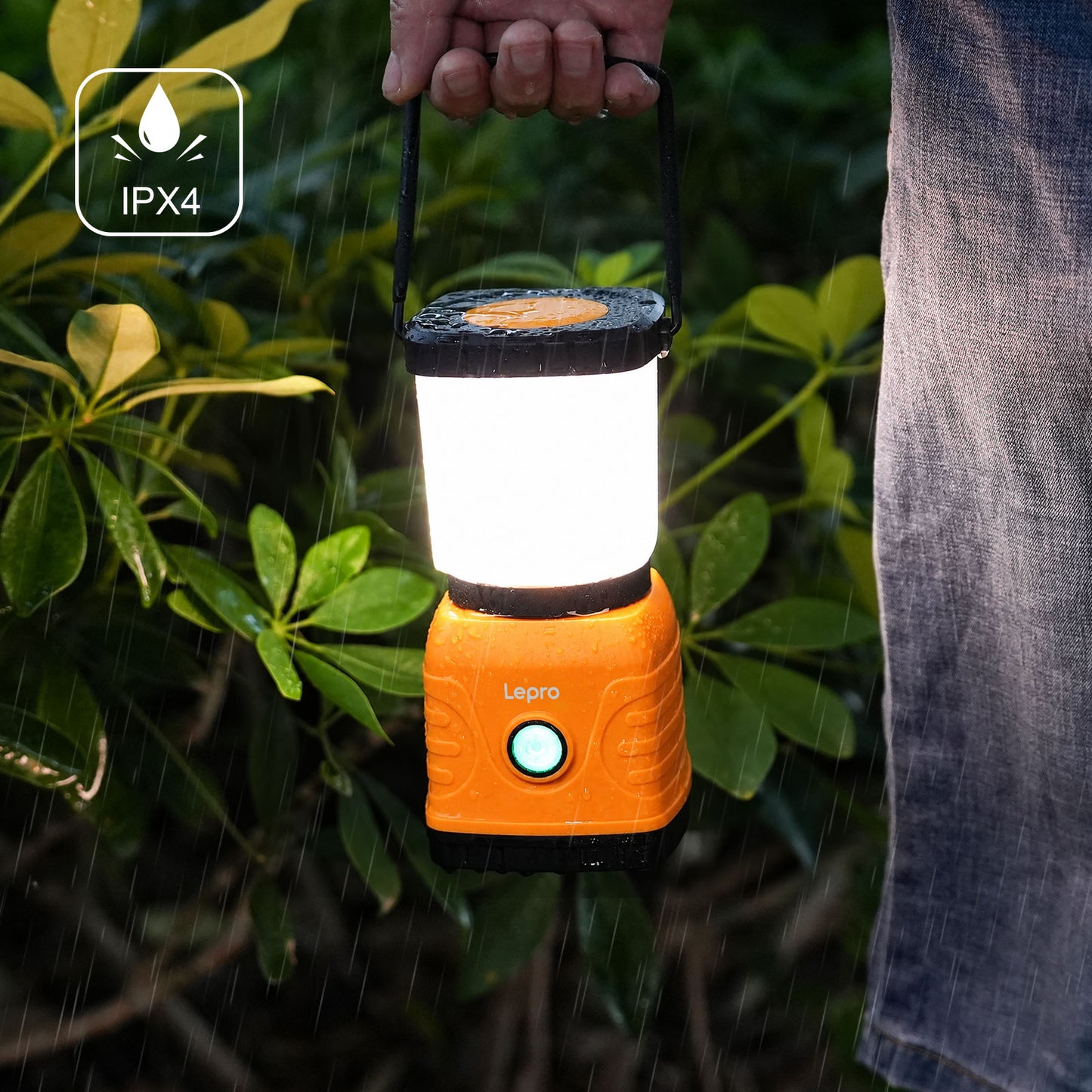 Lepro LED Camping Lampe USB wiederaufladbar, 4 Modi, 1300 Lumen, Orange | Campinglampe mit 3600 mAh Powerbank IPX4,USB-Kabel im Lieferumfang enthalten,für Hurrikan-Notfälle,Wandern,Zuhause und mehr [Energieklasse A]