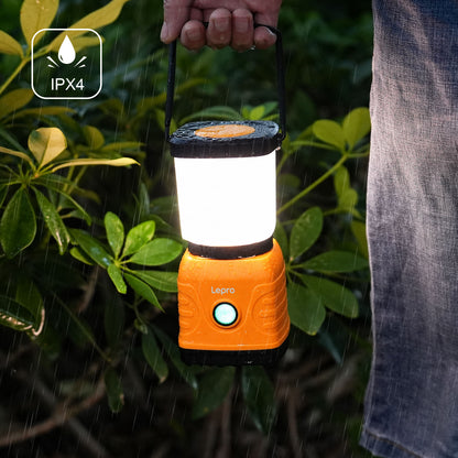 Lepro LED Camping Lampe USB wiederaufladbar, 4 Modi, 1300 Lumen, Orange | Campinglampe mit 3600 mAh Powerbank IPX4,USB-Kabel im Lieferumfang enthalten,für Hurrikan-Notfälle,Wandern,Zuhause und mehr [Energieklasse A]