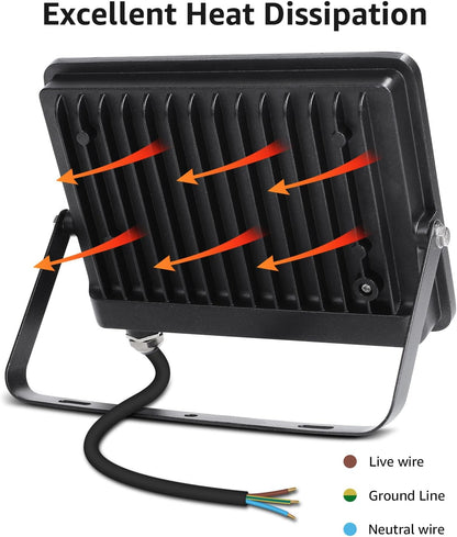 Lepro 50W LED Strahler Außen 2 Stücke, 4250LM Superhell Außenstrahler, IP65 Wasserdicht LED Fluter, 5000K Kaltweiß LED Scheinwerfer, Außenlampe für Garten, Innenhöfe, Garage, Hotel, Sportplatz