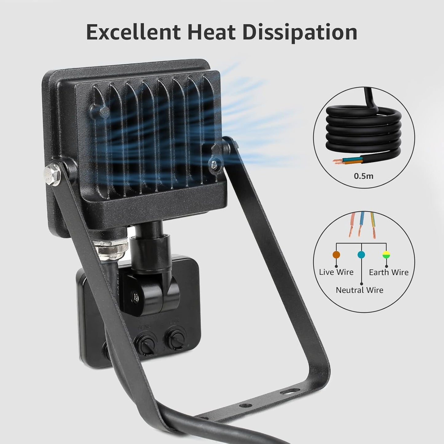 Lepro 10W LED Strahler mit Bewegungsmelder Außen, 850LM Außenstrahler 5000K Kaltweiß Superhell Scheinwerfer, Ideale Aussenleuchte für Garten, Innenhöfe, Garage, Haus, Hotel