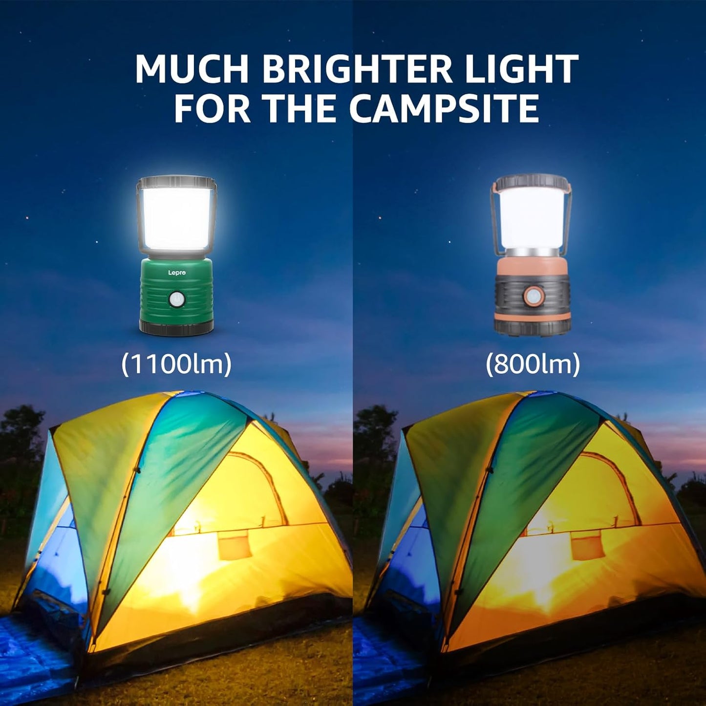 Lepro Campinglampe, Super Hell 1500 Lumen Außenleuchten, 4 Leuchtmodi batteriebetriebene Suchscheinwerfer, wasserfeste Notfallleuchte für Stromausfällen, Wandern, Notfall, Angeln und so weiter