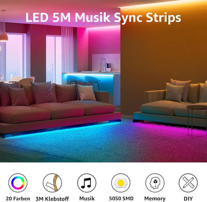 Lepro LED Strip 10M(2x5M), LED Streifen Musik Lichterkette mit Fernbedienung, Band Lichter, RGB Dimmbar Lichtleiste Light, Lichtband Leiste, Bunt Kette für Party Weihnachten Deko
