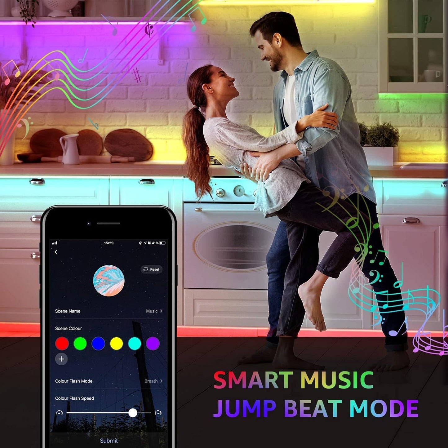 Lepro Smart LED Strip 5M Musiksteuerung,Wifi LED Streifen RGB Dimmbar, Wlan LED Band,Superhell Lichtband Selbstklebend,Farbwechsel Lichterkette mit Fernbedienung,Kompatibel mit Alexa,App,Google Home