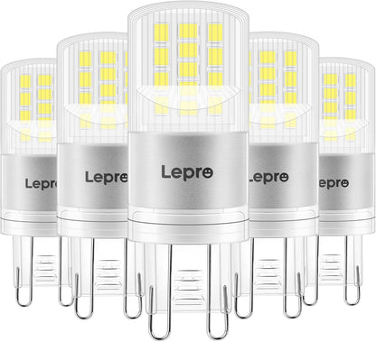 Lepro G9 LED Lampe, 3.8W 470 Lumen G9 Glühbirne, Kein Flackern und 6000k Kaltweiß G9 LED Leuchtmittel Birne Ersatz 40W G9 Halogenlampe, 300° Abstrahlwinkel, Nicht Dimmbar 5er Pack