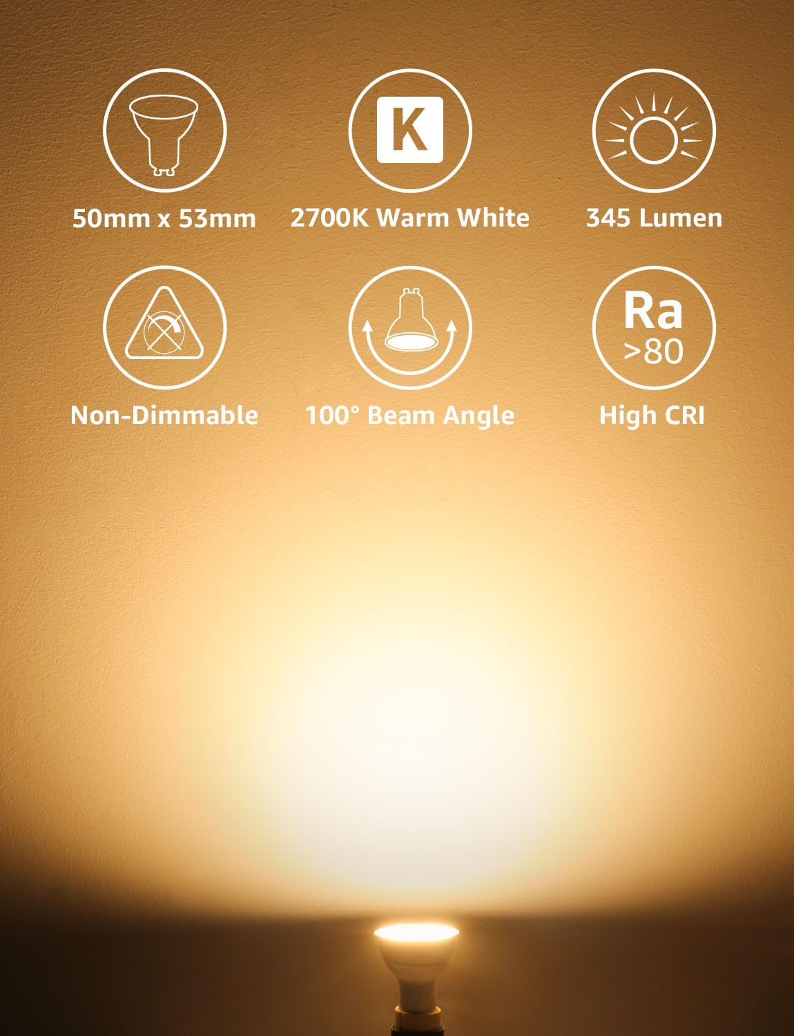 Lepro GU10 LED, 4W 345lm LED Leuchtmittle, 2700K warmweiß Lampen ersetzt 32W Halogenlampen, 100° Strahlwinkel Reflektorlampen, 5 Stück