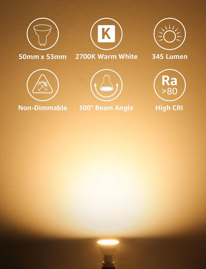 Lepro GU10 LED, 4W 345lm LED Leuchtmittle, 2700K warmweiß Lampen ersetzt 32W Halogenlampen, 100° Strahlwinkel Reflektorlampen, 5 Stück