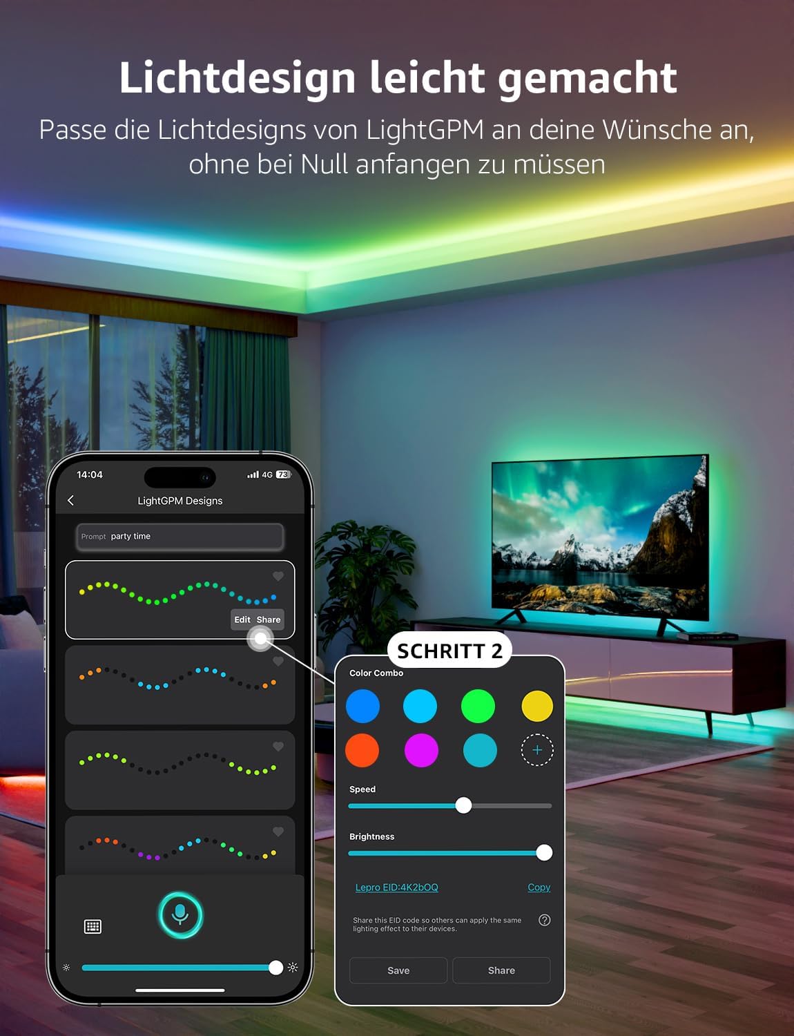 Lepro AI LED Streifen S2, 10M RGBCW LED Strip mit echtem Wei?licht, MagicColor RGBIC, Personalisierter KI-Lichtdesigner, Musik-Sync, Kompatibel mit Alexa & Google Assistant f¨¹r Gaming & Ambiente