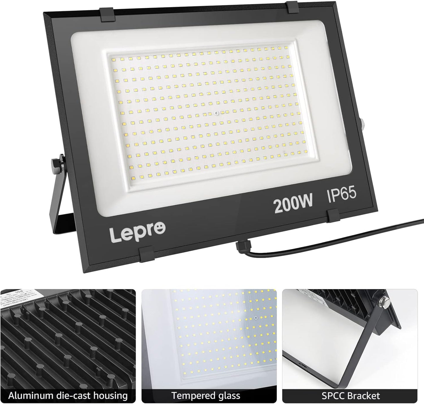 LED Strahler Außen, 200W LED Fluter Superhell Außenstrahler 24000LM, IP65 Wasserdicht 6500K Scheinwerfer Flutlicht mit 2835 SMD LEDs, Außenlampe für Garten, Innenhöfe, Garage, Hotel, Sportplatz