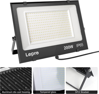LED Strahler Außen, 200W LED Fluter Superhell Außenstrahler 24000LM, IP65 Wasserdicht 6500K Scheinwerfer Flutlicht mit 2835 SMD LEDs, Außenlampe für Garten, Innenhöfe, Garage, Hotel, Sportplatz