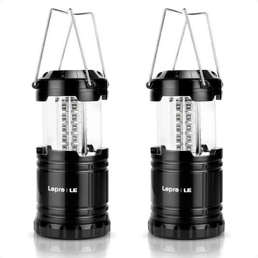 Lepro Camping Laterne, 2er Set 30 LEDs Batteriebetrieben Campinglampe, Faltbare Camping H?ngelampe, geeignet f¨¹r Angeln, Abenteuer, Wandern, Notfall, Ausf?lle usw, 2er Pack