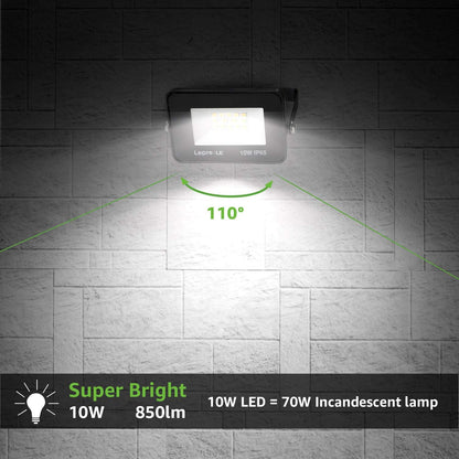 Lepro LED Strahler 10W, LED Strahler Außen [2 Stücke] 850LM Superhell Außenstrahler IP65 Wasserdicht LED Scheinwerfer 5000K Kaltweiß Flutlicht, Außenlampe für Garten, Innenhöfe, Garage, Hotel
