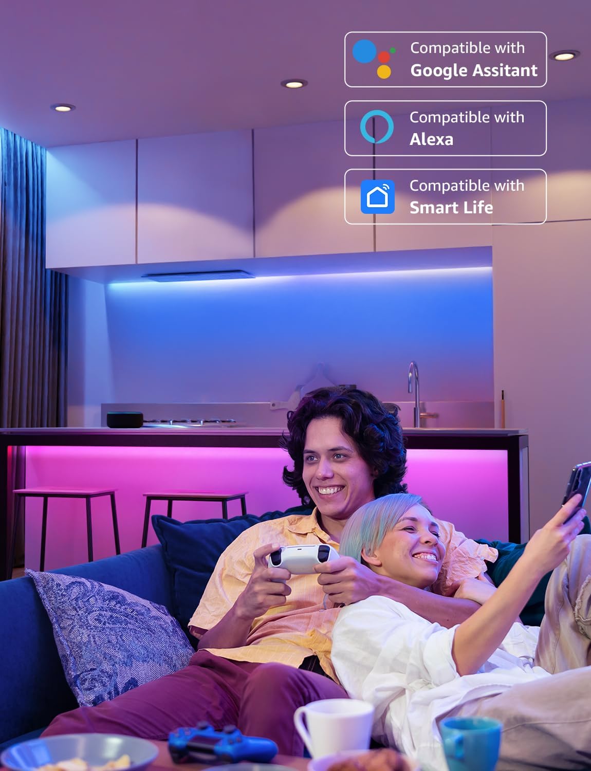 LE LED Strip Alexa 10M, 2x5M, Smart LED Streifen Wifi, RGB 300 LEDs, Wlan LED Band, Superhell 5050 Selbstklebend Lichtband, Lichterkette mit Fernbedienung, Kompatibel mit Alexa, App, Google Home, IP20