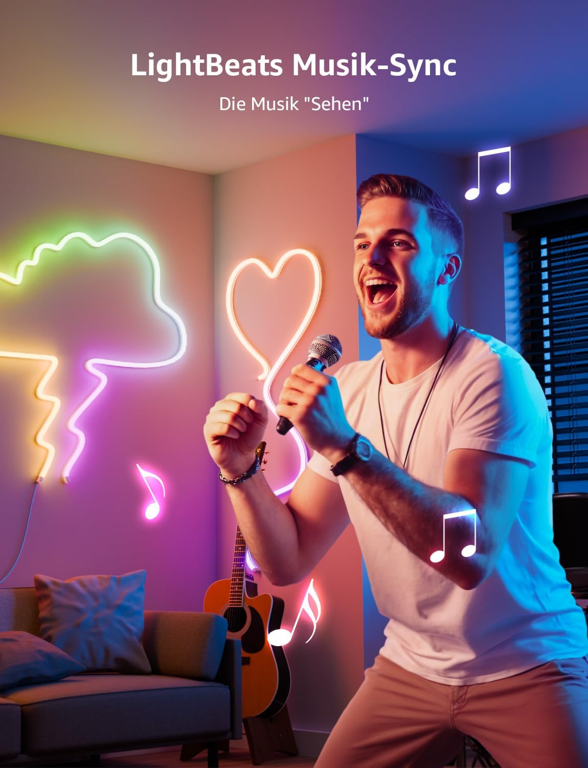 Lepro Neon AI LED Strip 6m, RGB LED Streifen mit App-, Musik- und Sprachsteuerung, kompatibel mit Alexa & Google Assistant, für Wohnzimmer, Gaming, Party, Wanddeko, Personalisierter KI-Lichtdesigner
