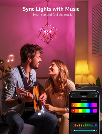 Lepro AI Smart Glühbirne BC1, E14 Smart LED Lampe 4.9W 470LM Dimmbar, Großes Sprachmodell LLM, Farbwechsel mit Musik Sync/Eingebautes Spracherkennung, Bluetooth Sofortige Kopplung, 2 Stück