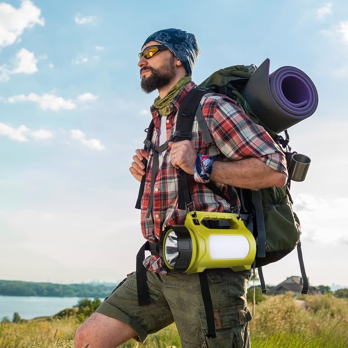 LE LED Handscheinwerfer, Taschenlampe Aufladbar CREE Akku Handlampe & Handstrahler mit Powerbank, 10W 1000 Lumen Campinglampe inkl. 3 Lichtmodi 2 Helligkeitsstufen, USB-Kabel für Notfall Camping usw.