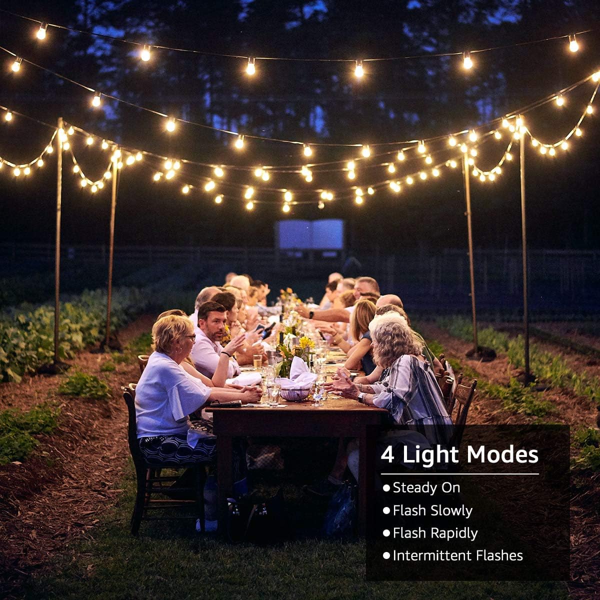 LE Solar Lichterkette Glühbirnen Aussen, 7.62M 25 LEDs G40 Außen Beleuchtung, USB wiederaufladbar, 4 Modus Solarlichterkette für Garten, Hochzeit, Balkon, Haus, Weihnachten Deko, Warmweiß