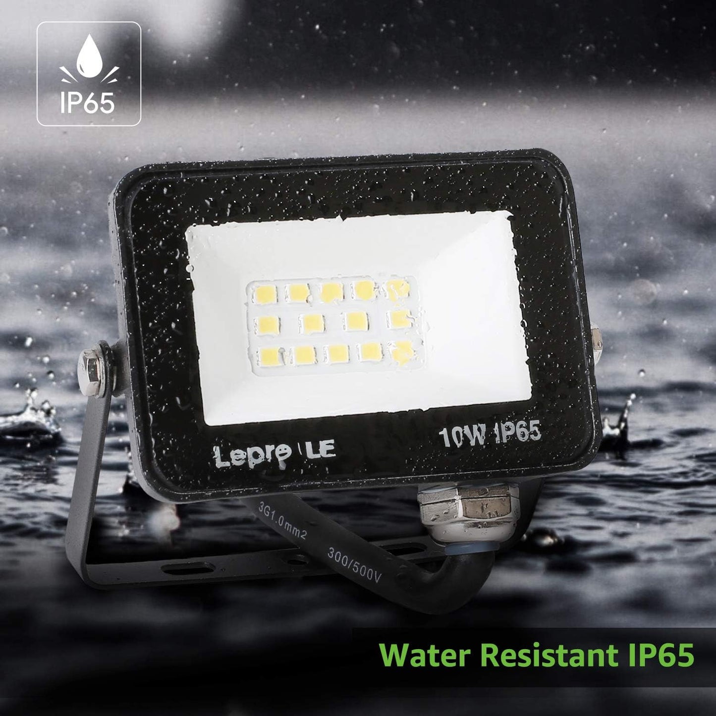 Lepro LED Strahler Außen 10W, LED Fluter 850LM, Superhell LED Außenstrahler, IP65 Wasserdicht LED Fluter, 5000K Kaltweiß Scheinwerfer Flutlicht, Außenlampe für Garten, Innenhöfe, Garage, Hotel, Sportplatz [Energieklasse F]