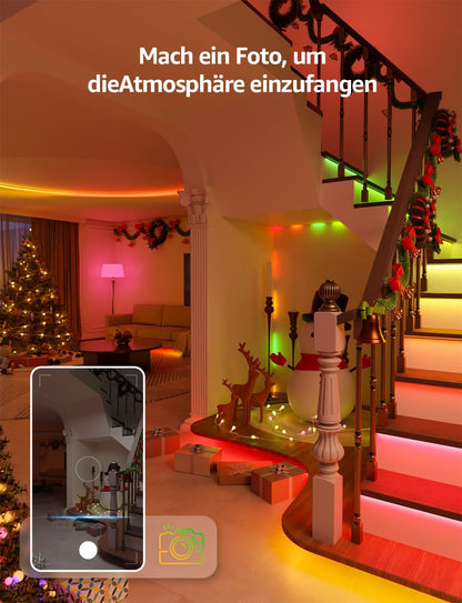 Lepro AI LED Streifen S1, MagicColor RGBIC 20M Smart LED Strip mit Personalisierter KI-Lichtdesigner, Musik-Sync, App-Steuerung kompatibel mit Alexa&Google Assistant, LED Lichterkette für Party&Gaming