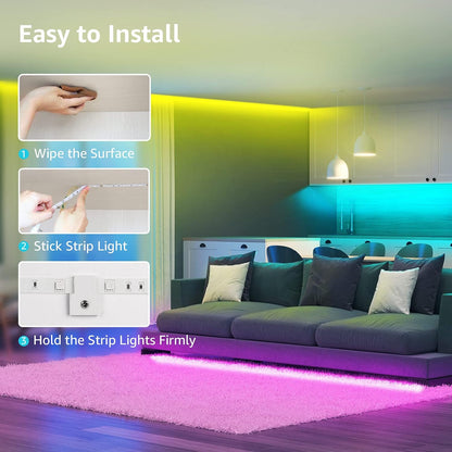 Lepro LED Strip 20M(2x10M) RGB Set, 5050 SMD 600 LEDs Streifen, 12V, LED Band Selbstklebend, Flexibel LED Lichtband, LED Lichterkette IP20, LED Leiste Kette Dimmbar, Netzteil und Controller enthalten