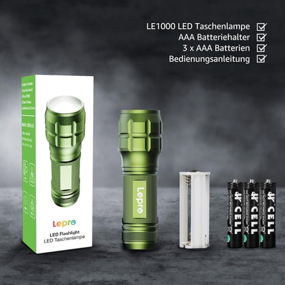 Lighting EVER LED Taschenlampe Klein, Extrem Hell & Zoombar Mini Taschenlampen Batteriebetrieben f¨¹r Kinder, Wasserdichte Handlampe f¨¹r Camping, Outdoor, Notf?lle (Gr¨¹n)