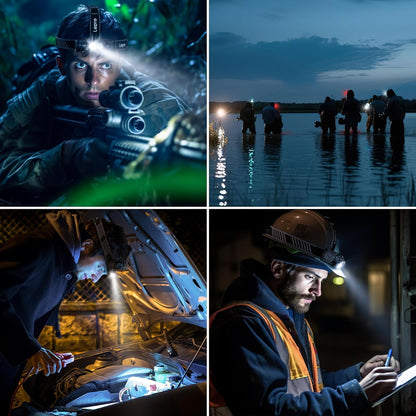 Lepro Kopflampe Stirnlampe Aufladbar, IP65 Superhell 1000 Lumen Abnehmbarer Led Stirnlampe, Kopfleuchte mit Rotlicht, 6 Beleuchtungsmodi für Camping, Sport, Angeln, Handwerk [inkl. USB C-Kabel]