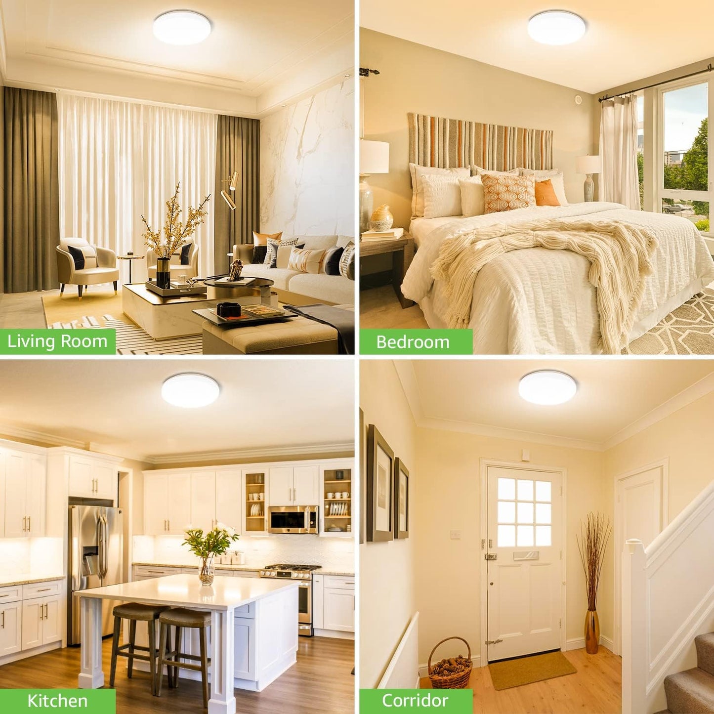 LE Deckenlampe 15W, LED Deckenleuchte IP54 Wasserfest, 3000K 1500LM Badezimmer Lampe, Rund Badlampe Decke, ideal für Bad Schlafzimmer Flur Küche Wohnzimmer Balkon, Warmweiß, Ø22cm