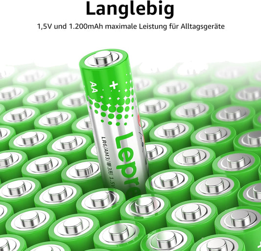 Lepro AA & AAA Batterien, 24 Stück AA + 24 Stück AAA, Alkaline Batterie 1,5V - Langlebig, Leistungsstark & Auslaufsicher, Ideal für Fernbedienungen, Spielzeug, Uhren, Taschenlampen UVM