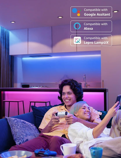 Lepro Smart LED Strip, 5M LED Streifen, RGB 150 LEDs, IP20 Smart LED Leiste inkl. Fernbedienung, WiFi LED Band Lichterkette für Haus,Küche,Party,Lichtband Kompatibel mit Alexa, Google Home nur 2.4GHz