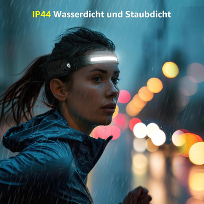 Lepro Stirnlampe Led Wiederaufladbar, Superhell 350 Lumen mit 5 Modi, 230°Weitwinkel Scheinwerfer mit Bewegungsmelder, 1200mAh Kopflampe, IP44 für Wandern Camping Joggen [inkl. USB-C Kabel]