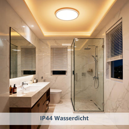 Lepro Deckenlampe 24W, IP44 Wasserfest Deckenleuchte，3000K 2400LM Badezimmer Lampe, Warmweiß Deckenleuchte Badezimmer, ideal Badezimmerlampe Decke für Bad Schlafzimmer Flur Küche Wohnzimmer, Ø29.3cm