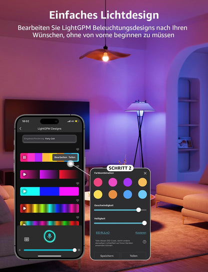 Lepro 9W E27 LED Lampe, Bluetooth APP-Steuerung Dimmbar RGBCW Birne, RGB & Warmwei?, 16 Farben, entspricht 60 W, 2700K bis Kaltwei? Kelvin LED Leuchtmittel, 4 St¨¹ck [Energieklasse F]