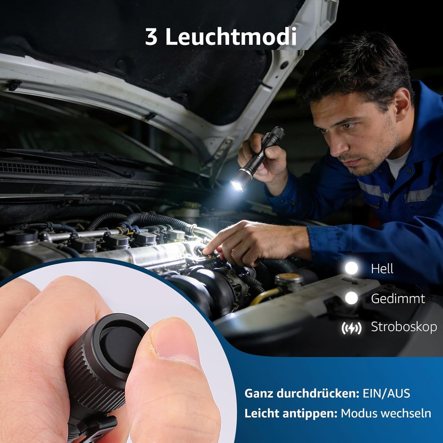 Lepro LED Taschenlampe Klein, Helle Stiftlampe mit Clip, 3 Modi Handlampe, IPX4 Wasserdicht, Robustes Aluminiumgeh?use f¨¹r Camping, Werkstatt, Wandern & Notf?lle, 2x AA Batterien Inklusive