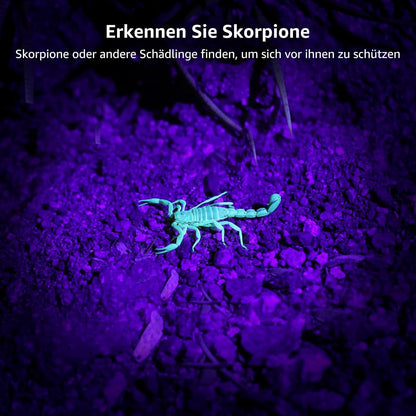 LE LED UV Schwarzlicht Taschenlampe mit 9 LEDs, mini UV Lampe Ultraviolettes Licht mit 395nm für Geocaching, Heimtierurindetektoren, Haustiere Urin-Detektor usw. Inklusive 3 AAA Batterien