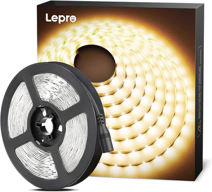 Lepro LED Strip Warmweiss, 5M LED Streifen 12V Selbstklebend, Band mit 300 Stück 2835 LEDs 2300 Lumen, 3000K Warmweiß Leiste, Weiß DIY Lichtband für Innen Heim Küche Deko, kein Netzteil