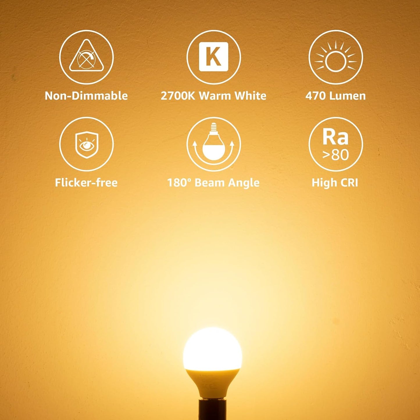 Lepro E14 LED Lampe, 6er-Pack, 4.9W 470 Lumen Glühbirne,entspricht 40W Glühlampe, 2700 Kelvin Warmweiß, P45 180° Abstrahlwinkel Energiesparlampe