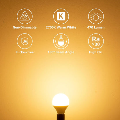 Lepro E14 LED Lampe, 6er-Pack, 4.9W 470 Lumen Glühbirne,entspricht 40W Glühlampe, 2700 Kelvin Warmweiß, P45 180° Abstrahlwinkel Energiesparlampe