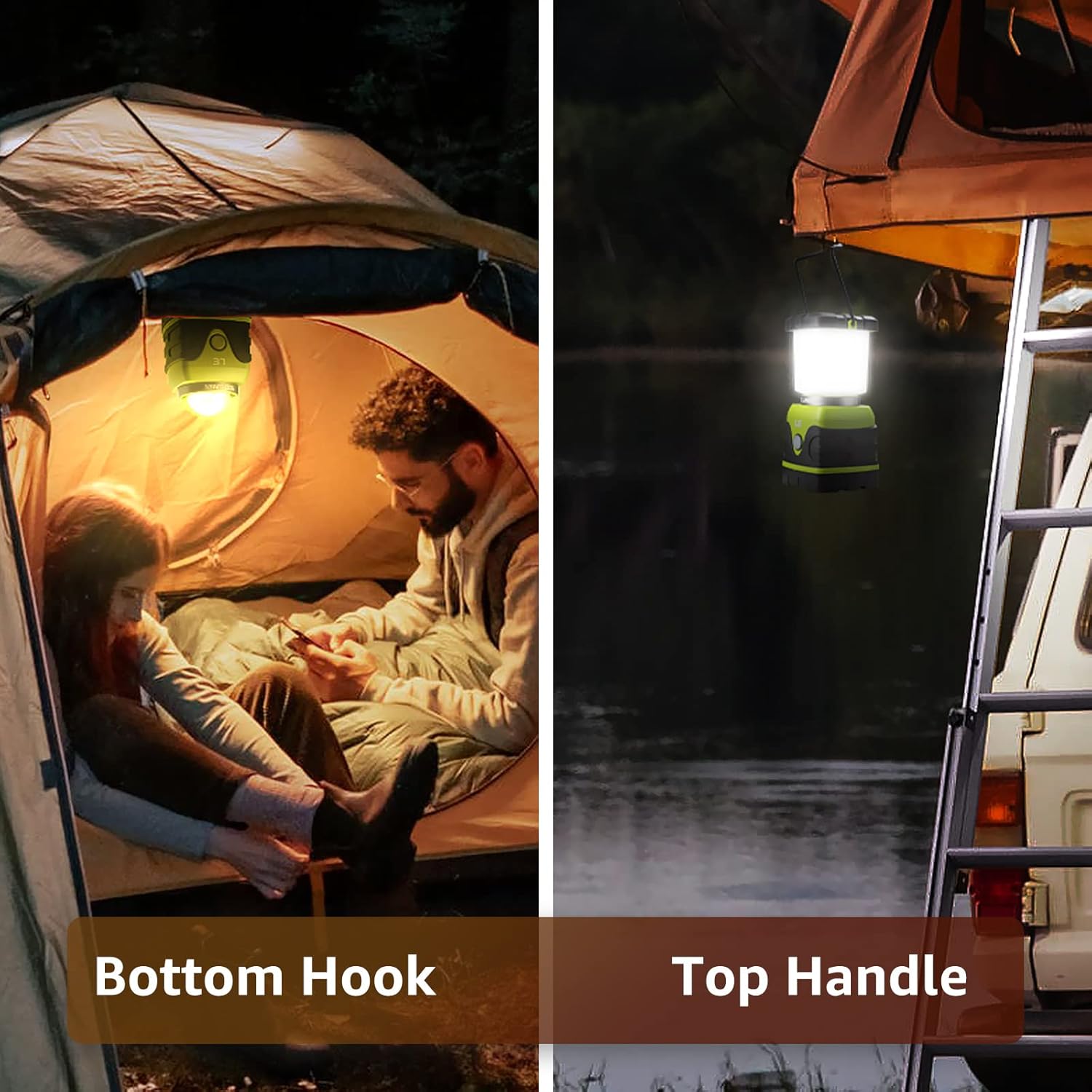 LE LED Campinglampe, Ultra Hell 1000 Lumen, 4 Leuchtmodi Dimmbar Suchscheinwerfer, Batteriebetrieben Notfallleuchte für Stromausfällen, Wandern, Notfall, Ausfälle und so weiter, 2 Stück