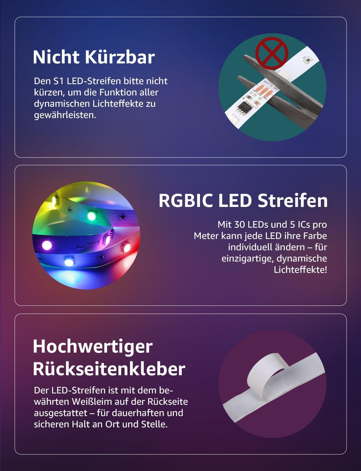 Lepro AI LED Streifen S1, MagicColor RGBIC 10M Smart LED Strip mit Personalisierter KI-Lichtdesigner, Musik-Sync, App-Steuerung kompatibel mit Alexa&Google Assistant, LED Lichterkette für Party&Gaming