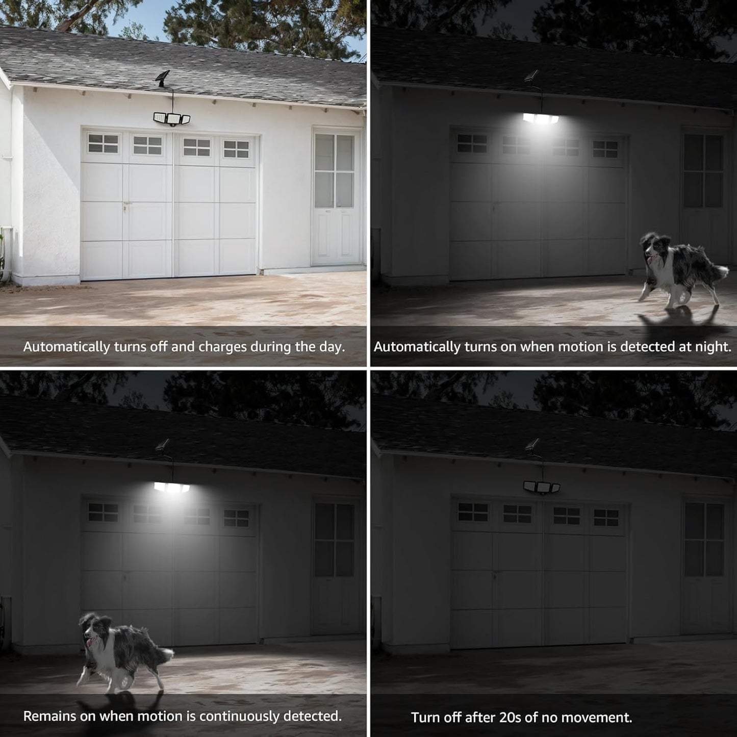 Lepro Solarlampe für Außen mit Bewegungsmelder, 3 Verstellbarer Kopf 1200LM 72 LED Solar Aussenleuchte, Solar Außenleuchte IP65 Wasserdicht, Wandleuchte 270 ° Winkel 360 Drehbar für Garten, Balkon