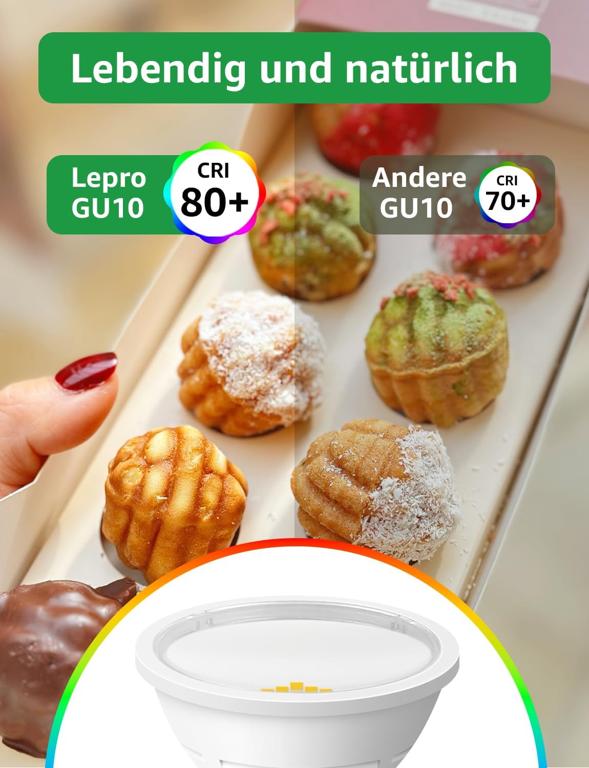 Lepro Energieklasse A GU10 LED Warmweiss Lampe, 3.3W 2700K Warmwei? 590 lm, Nicht Dimmbar, 100¡ã Abstrahlwinkel, Energiesparendes GU 10 LED Leuchtmittel f¨¹r Flur, Wohnzimmer, Schlafzimmer, 10 St¨¹ck