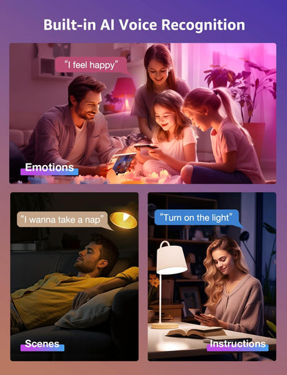 Lepro AI Smart Glühbirne BC1, E14 Smart LED Lampe 4.9W 470LM Dimmbar, Großes Sprachmodell LLM, Farbwechsel mit Musik Sync/Eingebautes Spracherkennung, Bluetooth Sofortige Kopplung, 2 Stück