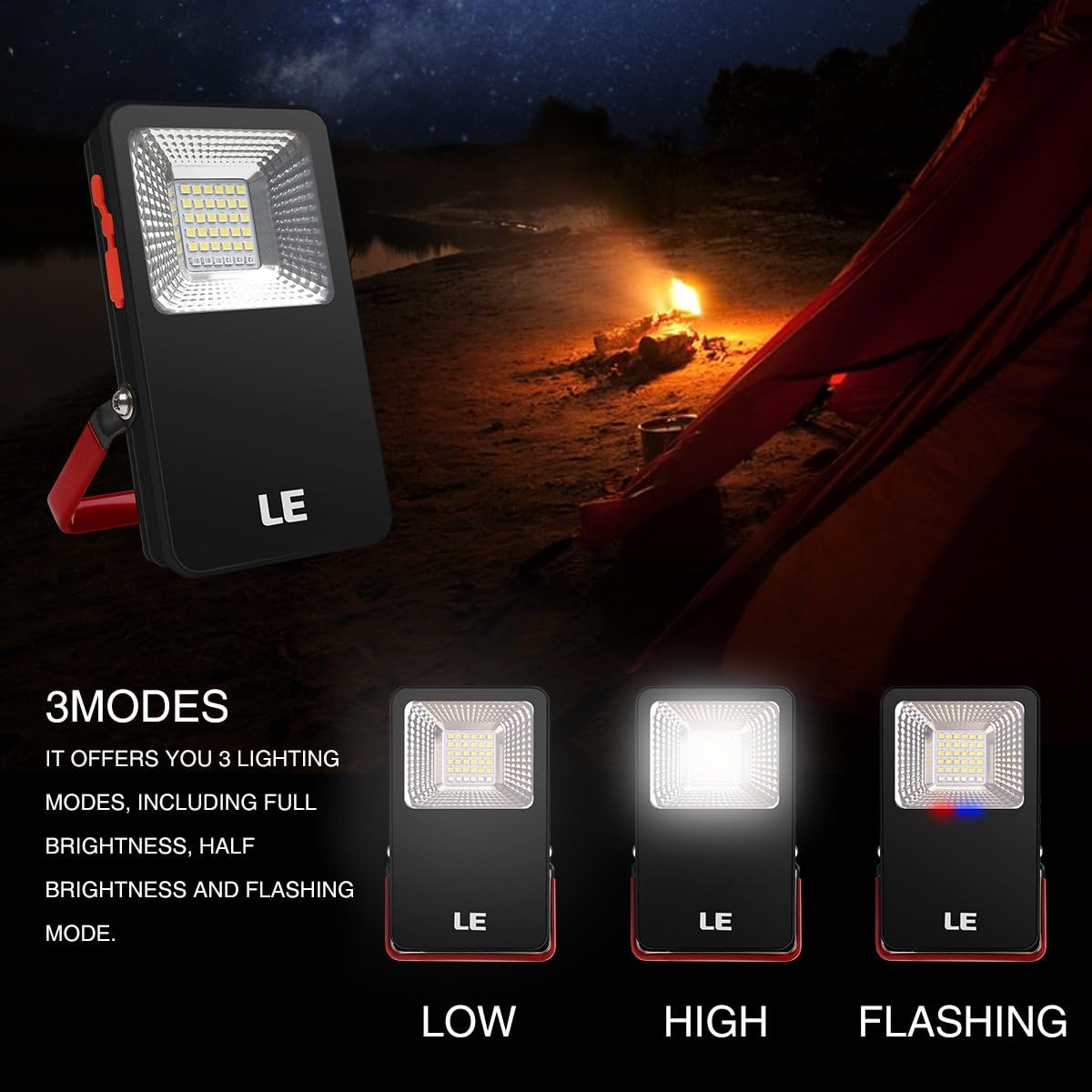 LE LED Campinglampe, Superhell 700 Lumen Wiederaufladbare Suchscheinwerfer mit 5400mAh Powerbank, Magnete & Haken, Dimmbar Notfallleuchte mit 3 Lichtmodi f¨¹r Stromausf?llen, Wandern, Zelt, usw.