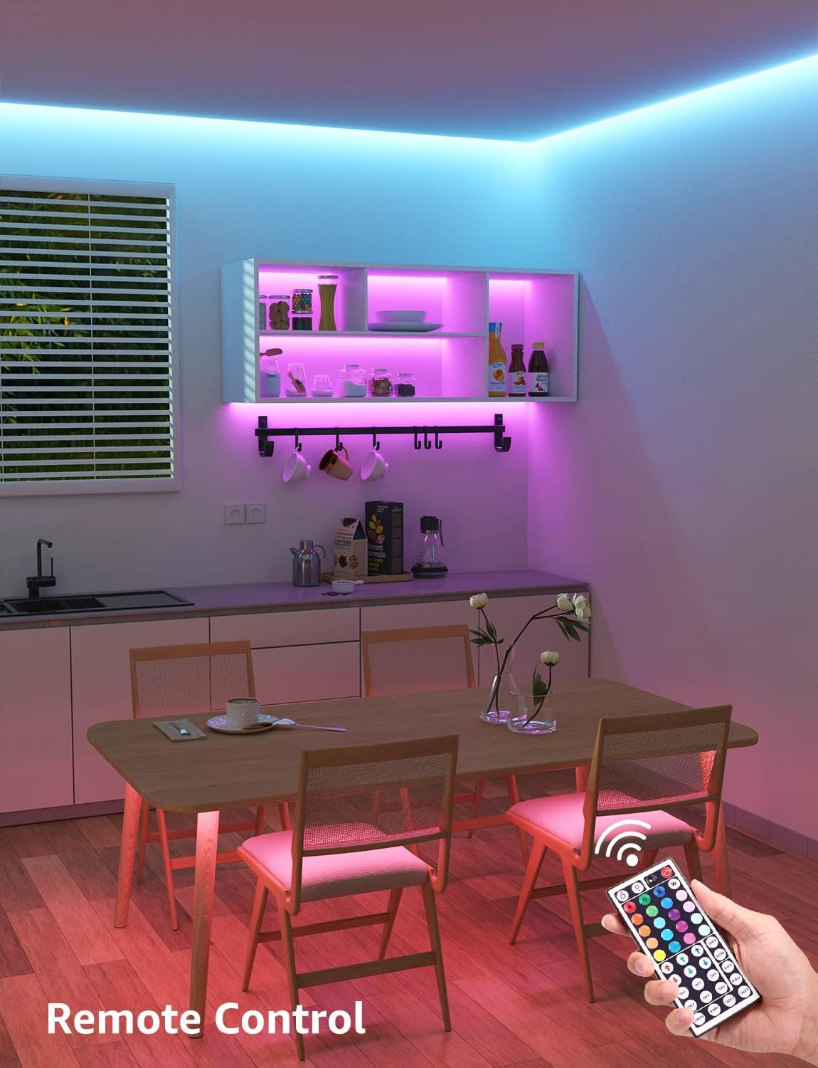 LE LED Strip 5M, RGB LED Streifen 150 5050 SMD LEDs, 12V, Selbstklebend LED Stripes,LED Band Flexibel, LED Leiste Dimmbar Lichterkette mit Fernbedienung Deko für Haus, Party, Küche