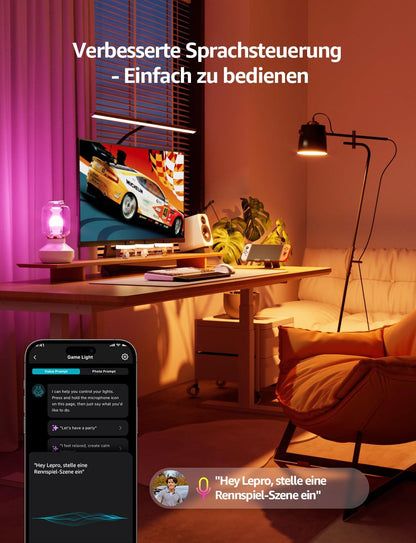 Lepro AI Smart Glühbirne BP1, G45 E14 LED Lampe Dimmbar 4.9W 470LM RGB+CCT, Personalisierter KI-Lichtdesigner mit Sprachsteuerung/Musik Sync, Kompatibel mit Alexa/Google, WiFi & Bluetooth, 2 Stück