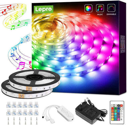 Lepro MagicColor LED Strip 10M(2x5M), 300 LEDs Streifen Dreamcolor, Lichterkette MagicColor, Musik Band mit Fernbedienung, Lichtband , Dimmbar Lichtleiste für Party Weihnachten Deko