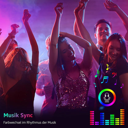 Lepro LED Strip 15M(2x7.5M), LED Streifen Musik Lichterkette mit Fernbedienung, Band Lichter, RGB Dimmbar Lichtleiste Light, Lichtband Leiste, Bunt Kette für Party Weihnachten Deko