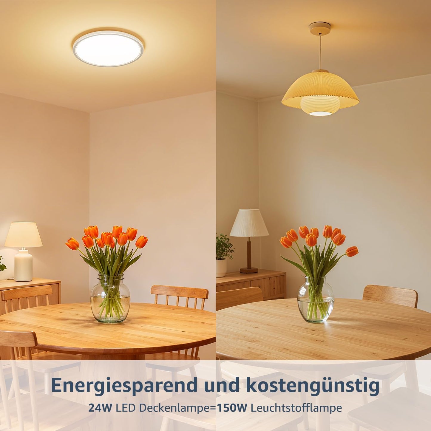 Lepro Deckenlampe 24W, IP44 Wasserfest Deckenleuchte，3000K 2400LM Badezimmer Lampe, Warmweiß Deckenleuchte Badezimmer, ideal Badezimmerlampe Decke für Bad Schlafzimmer Flur Küche Wohnzimmer, Ø29.3cm