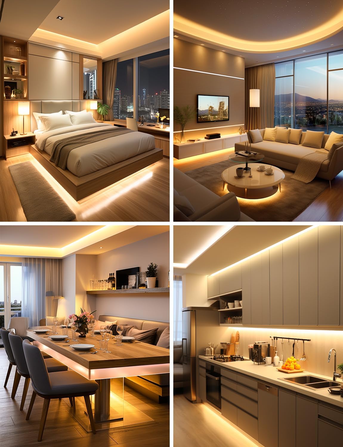 Lepro LED Strip 10M Warmweiss, LED Streifen Warmweiß 3000K Dimmbar, 2835 LED Band Selbstklebend 420 LEDs, Superhell LED Lichtband Leiste mit Netzteil, Lichterkette Kette für Innen Küche Heim Deko