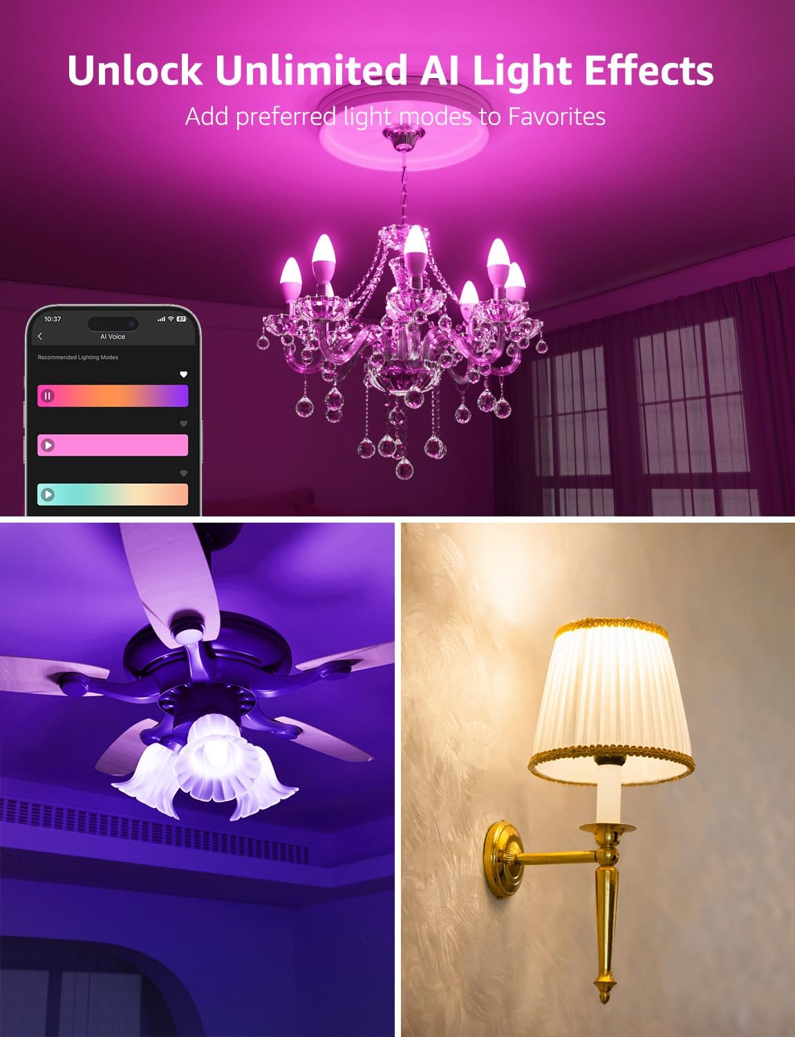 Lepro AI Smart Glühbirne BC1, E14 Smart LED Lampe 4.9W 470LM Dimmbar, Großes Sprachmodell LLM, Farbwechsel mit Musik Sync/Eingebautes Spracherkennung, Bluetooth Sofortige Kopplung, 2 Stück