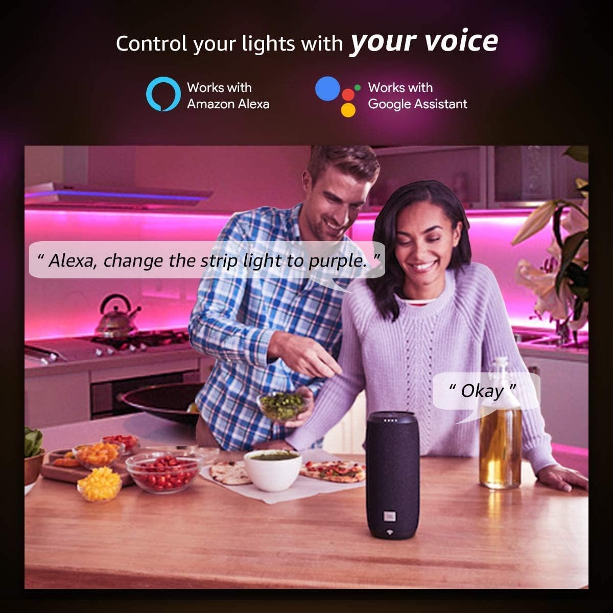 LE Smart LED Strip 5M Musik Sync,RGB 150 LEDs, LED Streifen Wifi, Wlan LED Band, Superhell Selbstklebend Lichtband, nur 2.4GHz Lichterkette mit Fernbedienung, Kompatibel mit Alexa, App, Google Home